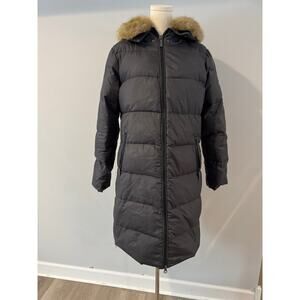 Michael Kors Down Puffer Coat Gunmetal Gray Size M – Hooded Coat with Faux Fur